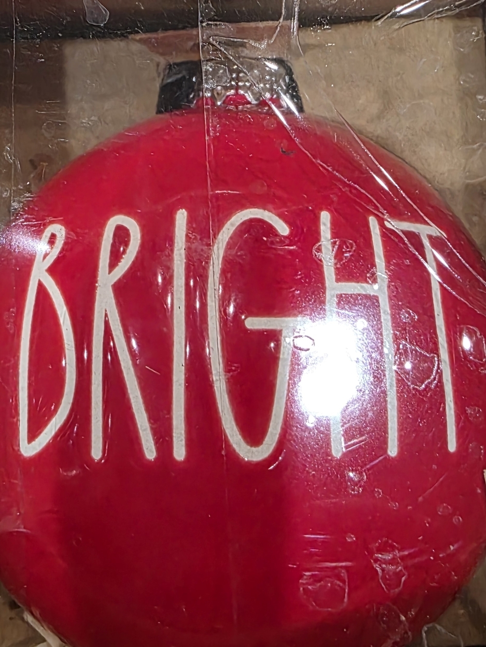 Rae Dunn Red "Merry" & "Bright" Glass Ornament Duo - Picture 2 of 3